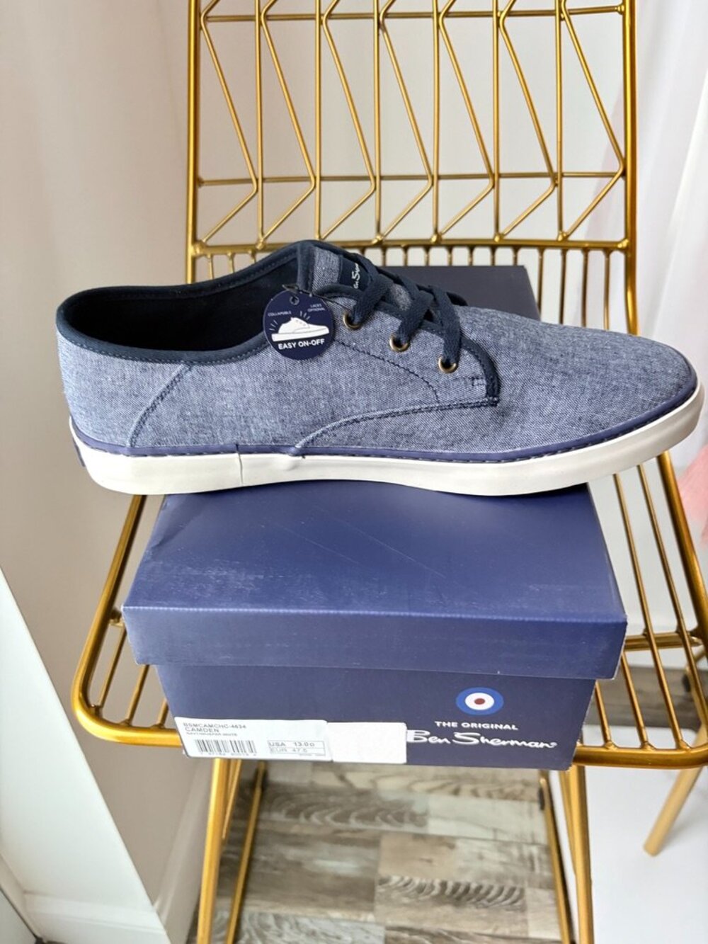 Ben Sherman Camden Men's Navy Blue Chambray Sneaker Shoes NIB Size 13 D